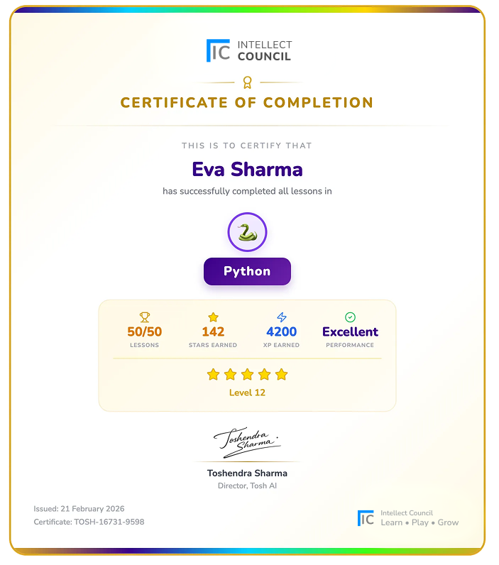 Intellect Council Certificate of Completion